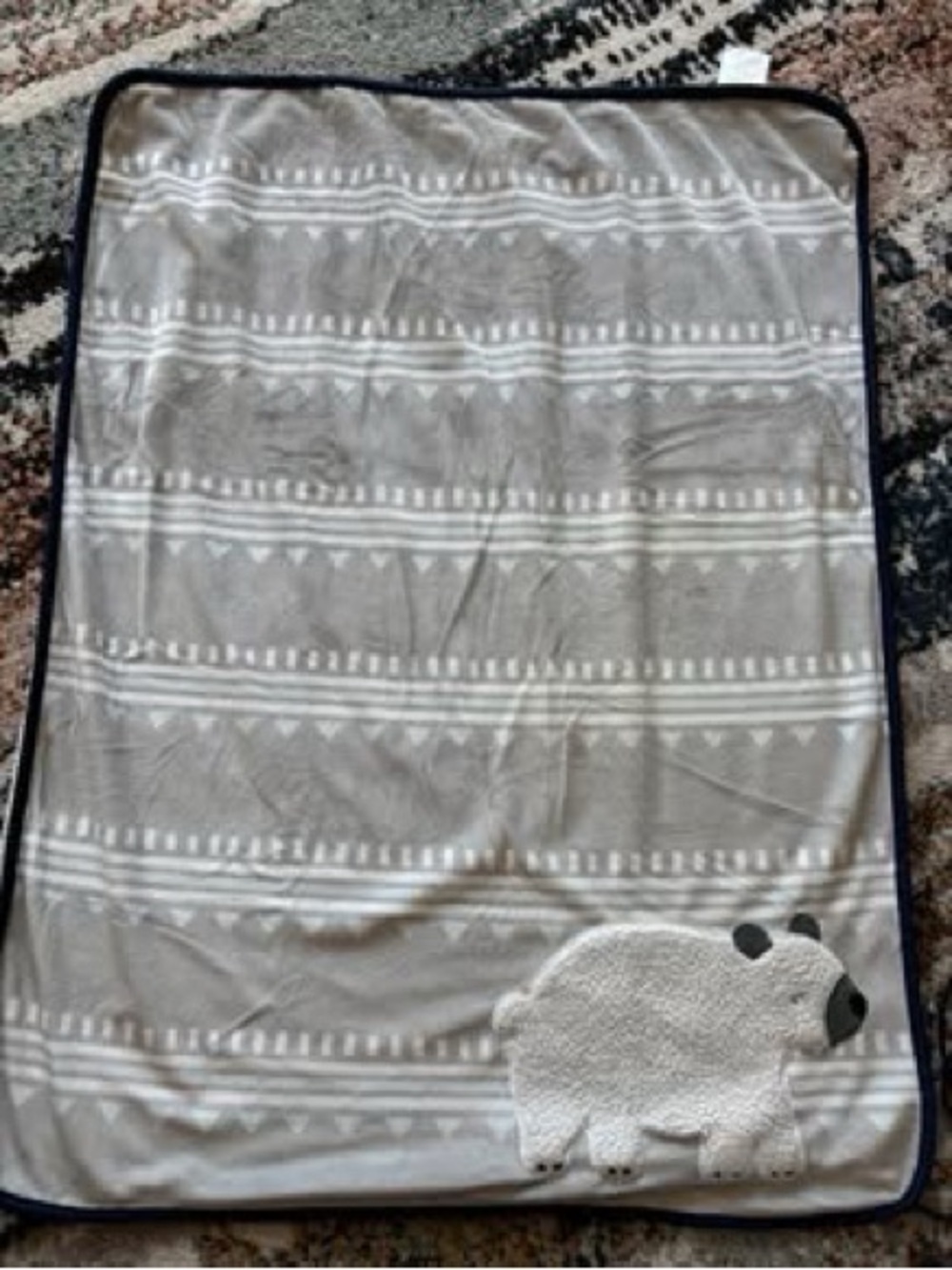 Neutral Gray Polar Bear Baby Blanket - Soft Plush Throw